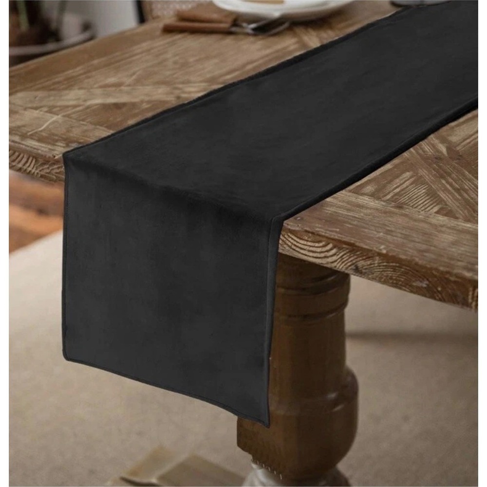 Robert Stanley Home Black Velvet Table Runner 14x72 Elegant Decor Halloween‎